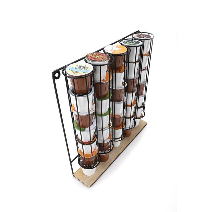 Wall Mount Single Serve Coffee Black Pod Dispenser 5-Compartments, 35-Coffee Pod Capacity
