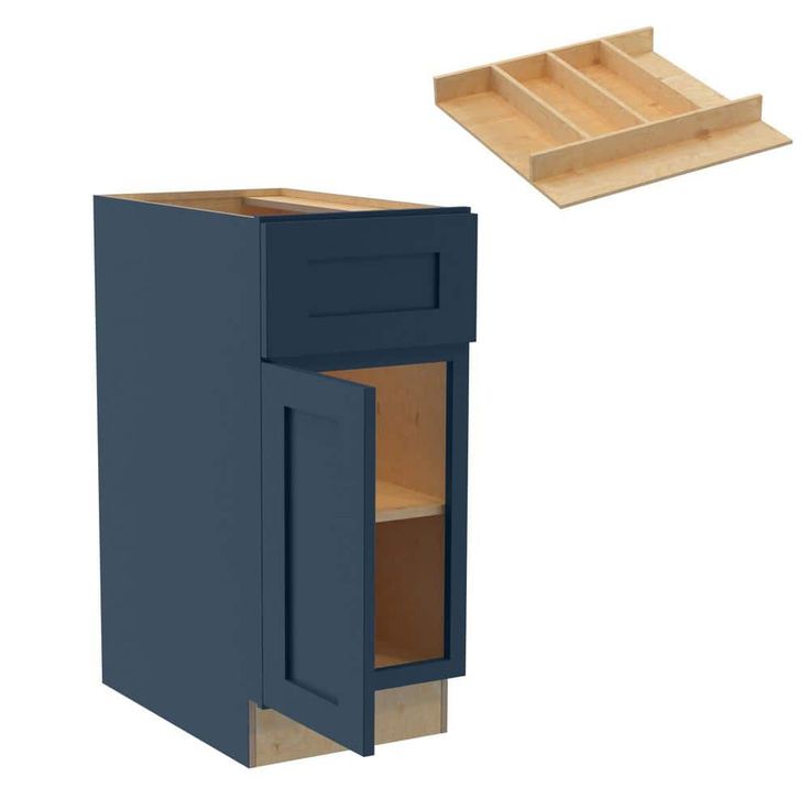 Home Decorators Collection Newport 15 in. W x 24 in. D x 34.5 in. H Assembled Plywood Base Kitchen Cabinet in Mythic Blue with Utility Soft Cls LH