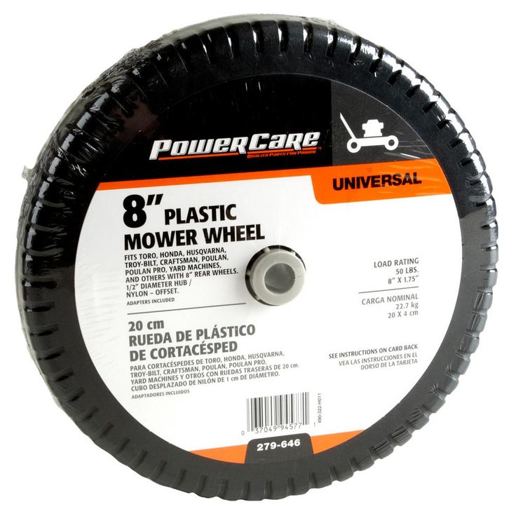 Powercare 8 in. x 1.75 in. Universal Plastic Wheel for Lawn Mowers