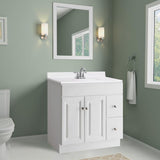19 in. W x 17 in. D Cultured Marble Vanity Top in White with Solid White Bowl - Super Arbor