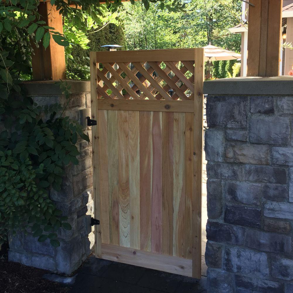 3 ft. x 6 ft. Western Red Cedar Flat Top Diagonal Lattice Fence Gate - Super Arbor