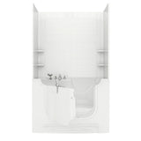 Nova Wheelchair Access 5 ft. Walk-in Whirlpool and Air Bathtub with 6 in. Tile Easy Up Adhesive Wall Surround in White - Super Arbor