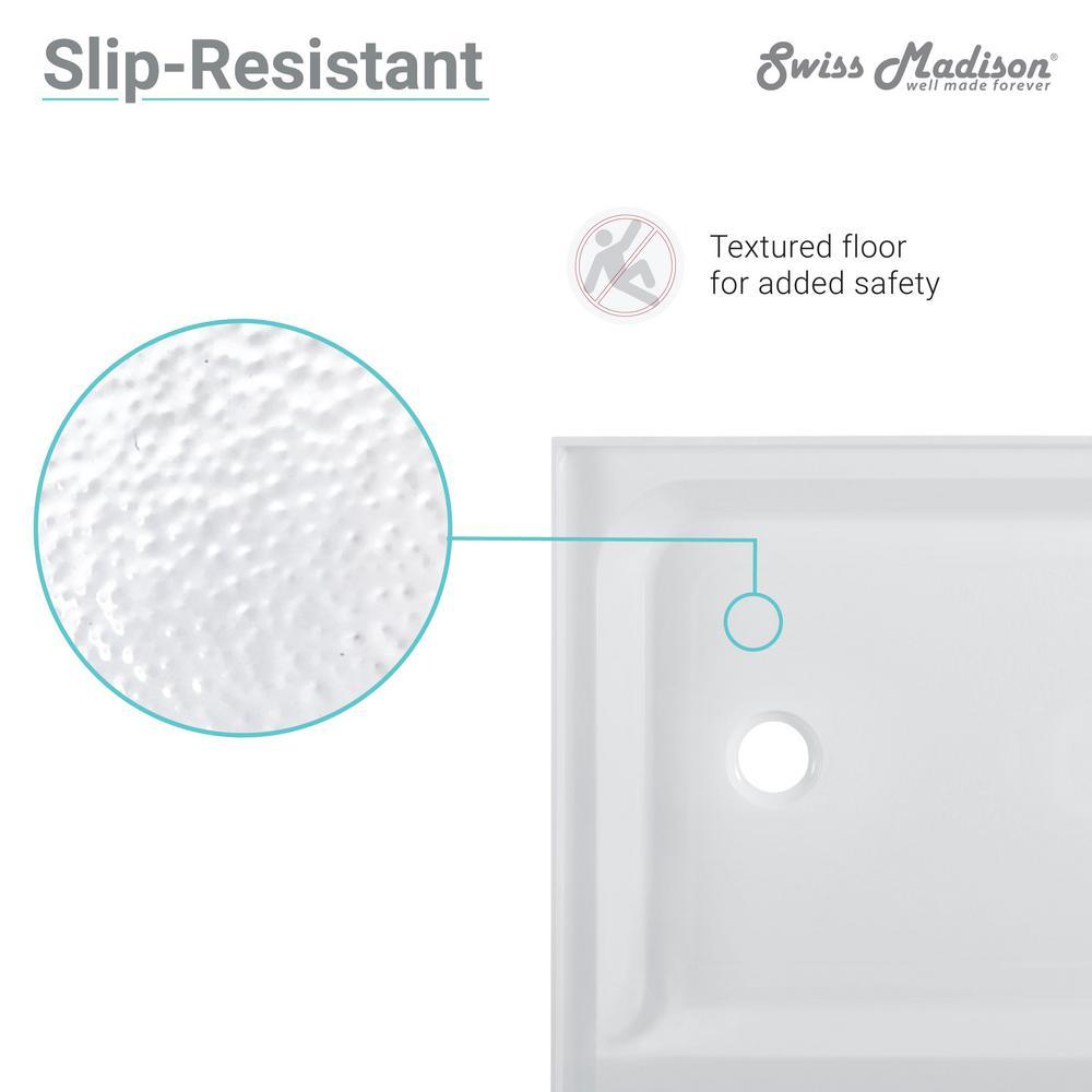 Voltaire 48 in. x 36 in. Single Threshold Acrylic Left Drain Shower Base in White - Super Arbor