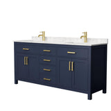 Beckett 72 in. W x 22 in. D Double Bath Vanity in White with Cultured Marble Vanity Top in Carrara with White Basins - Super Arbor