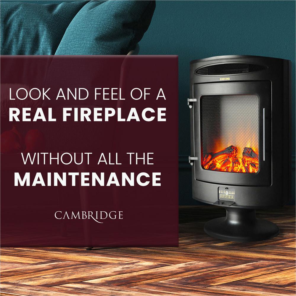20 in. Freestanding Electric Fireplace 1500-Watt with Log Display in Black - Super Arbor