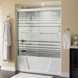 Crestfield 60 in. x 58-1/8 in. Traditional Semi-Frameless Sliding Bathtub Door in Bronze and 1/4 in. (6mm) Niebla Glass - Super Arbor