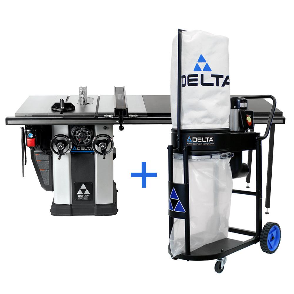 5 HP Motor 10 in. Unisaw with 52 in. Biesemeyer Fence System and a FREE 1.0 HP Dust Collection System - Super Arbor
