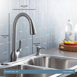 Barossa Single-Handle Pull-Down Sprayer Kitchen Faucet with Soap/Lotion Dispenser in Vibrant Stainless - Super Arbor