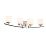 Architecture 4-Light Brushed Nickel Vanity Light with Etched White Glass Shades