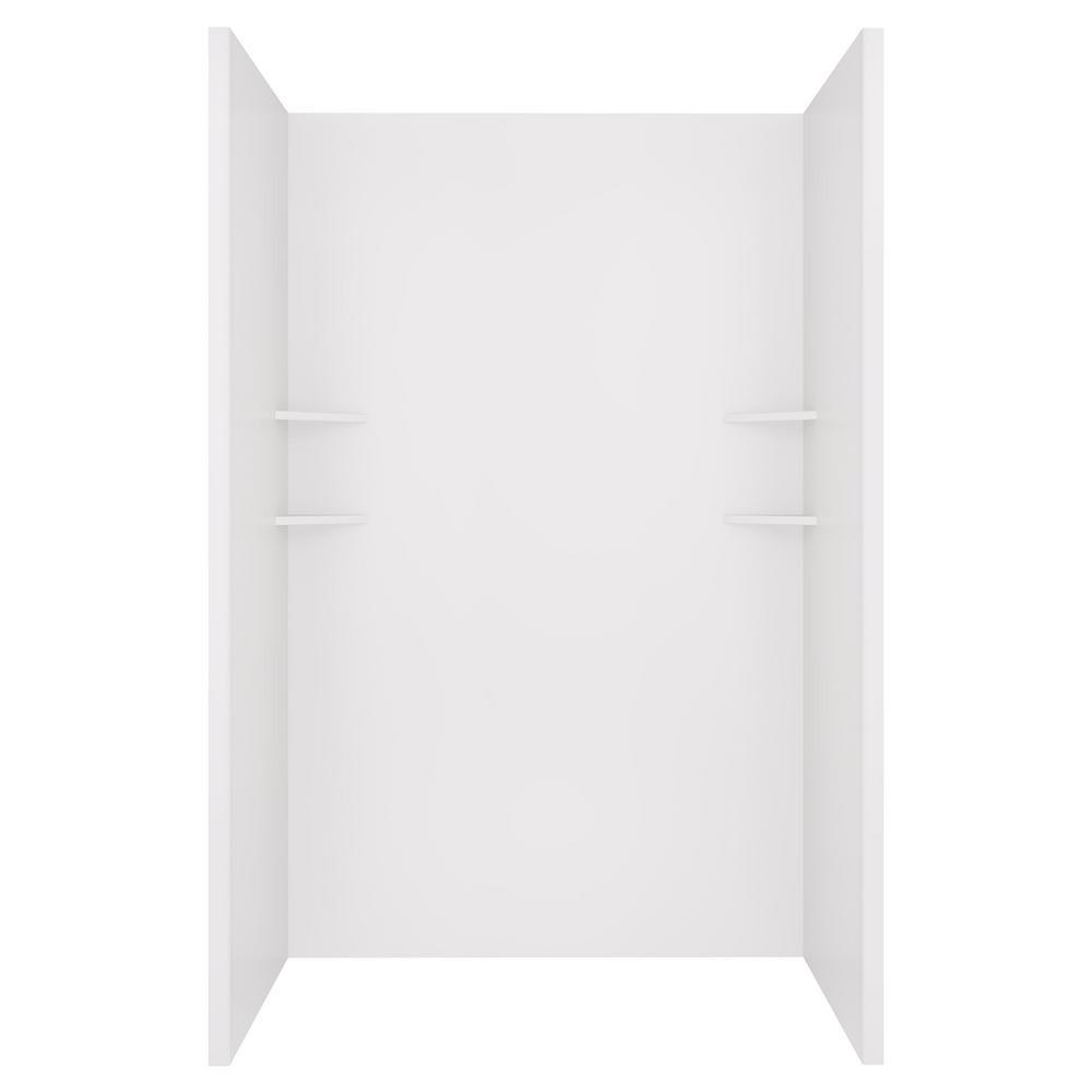 36 in. x 98 in. 2-Piece Glue-Up Alcove Side Shower and Bath Wall Set in Dove White - Super Arbor