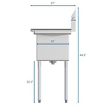 Freestanding Stainless Steel 48 in. 2-Hole Double Bowl Commercial Kitchen Sink Right Drainboard