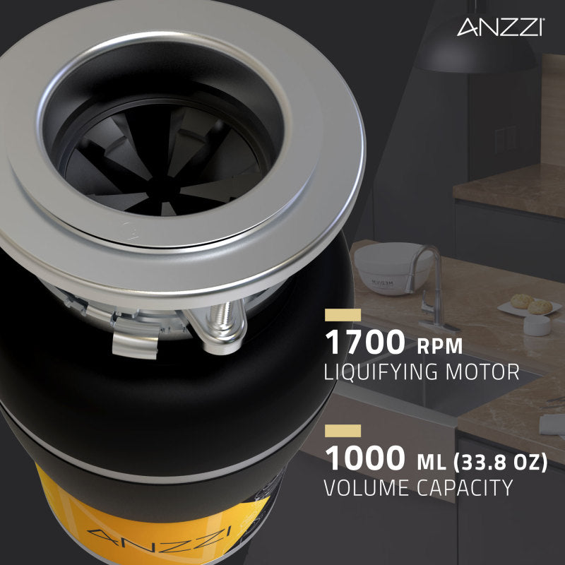 ANZZI MEDUSA 1/2 HP Continuous Feed Undersink Garbage Disposal, GD-AZ212