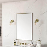 James Martin Vanities Rohe 26" x 40" Rectangular Bathroom Vanity Mirror, Champagne Brass