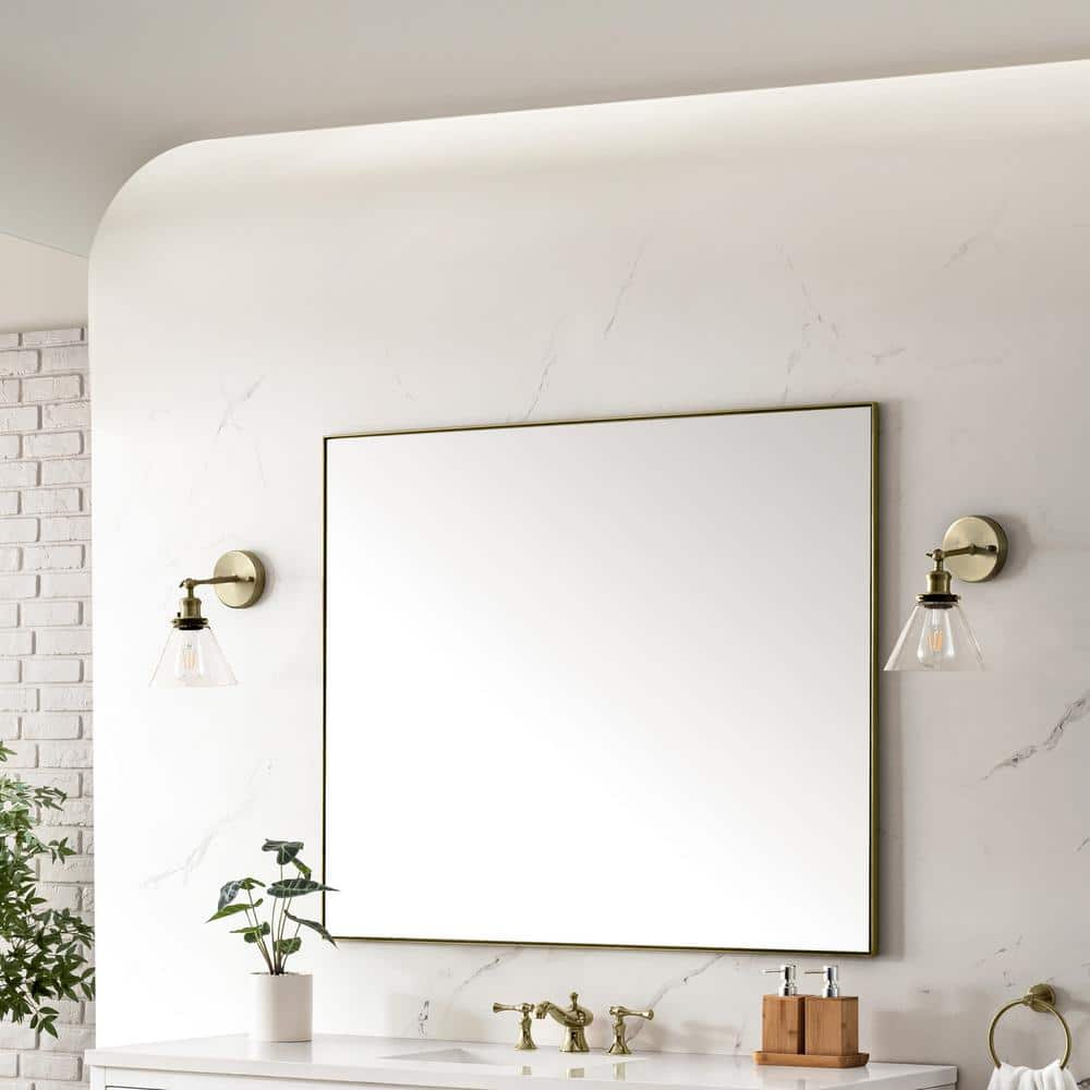 James Martin Vanities Rohe 48" x 40" Champagne Brass Rectangular Bathroom Vanity Mirror