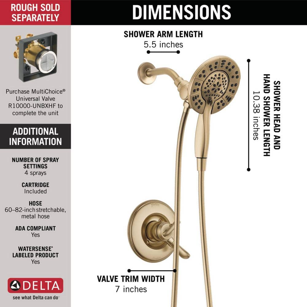 Delta Linden In2ition 2-in-1 1-Handle Shower Faucet Trim in Champagne Bronze (Valve Not Included)