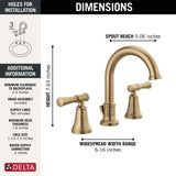 Delta Chamberlain Gold Widespread Double Handle Bathroom Faucet in Champagne Bronze