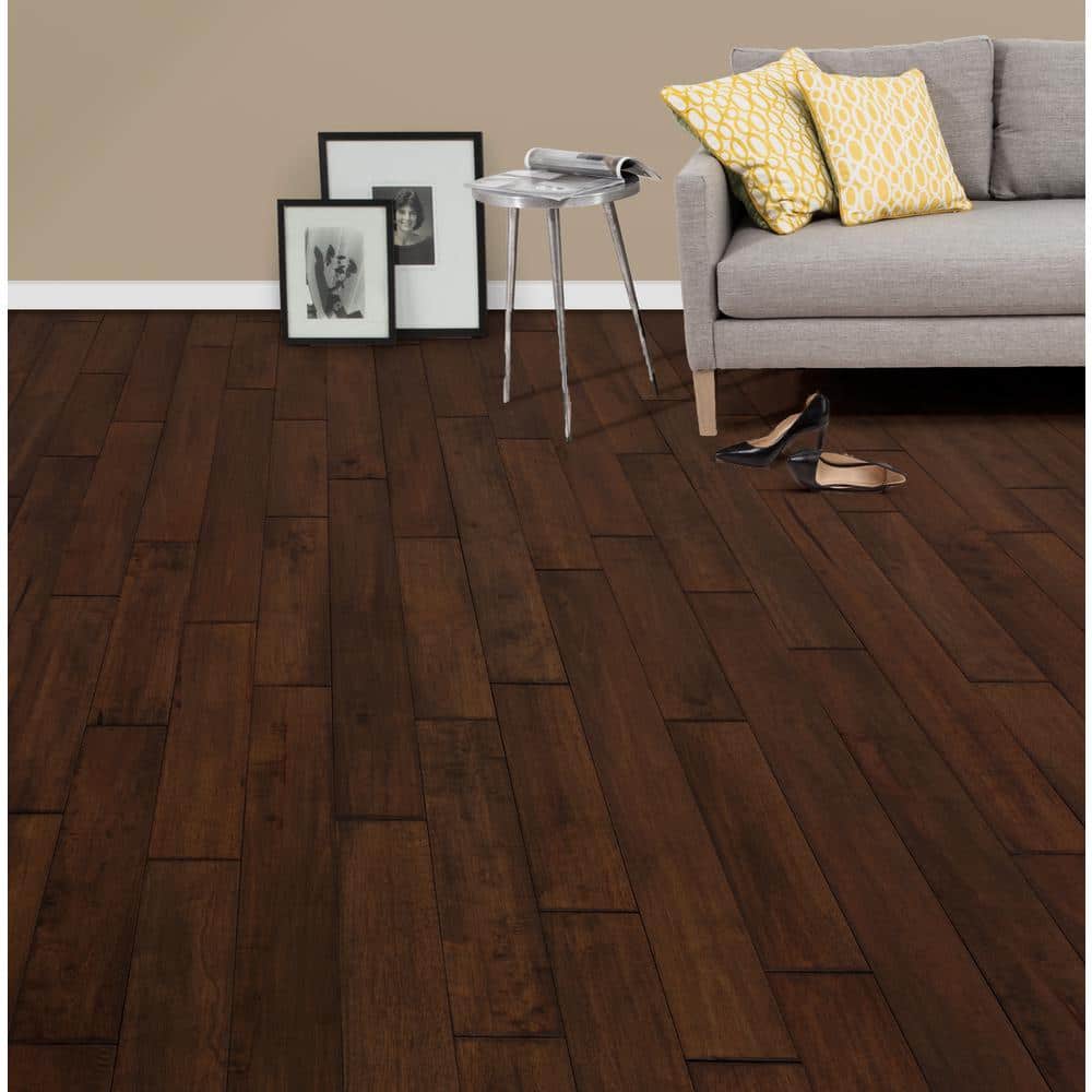 ASPEN FLOORING Chandler Caucho Wood 3/4 in. T x 4.5 in. W Light Distressed Solid Hardwood Flooring (21.82 sqft/case)