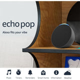 Amazon Echo Pop (1st Gen, 2023 Release) Full Sound Compact Smart Speaker with Alexa, Charcoal