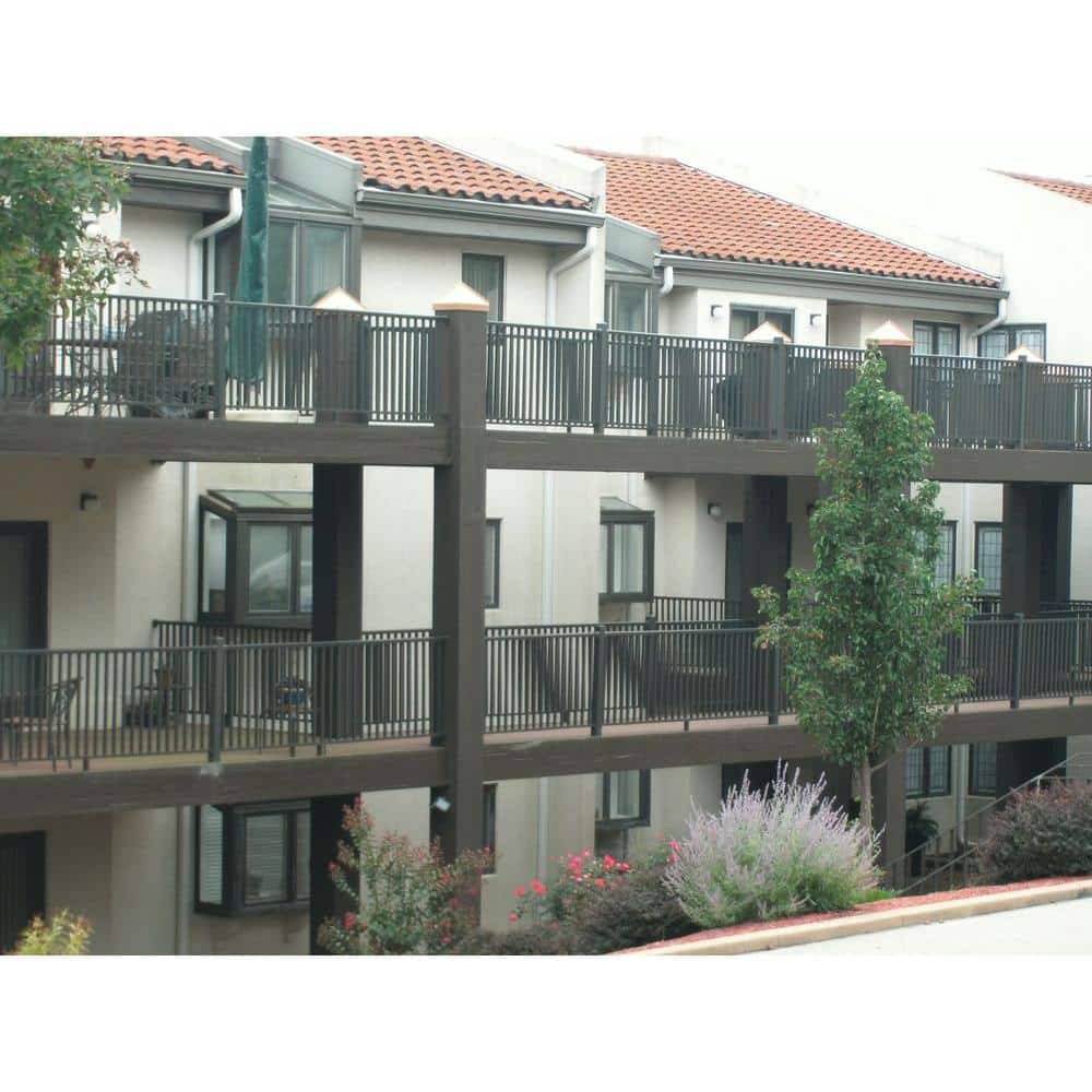 EZ Handrail 3 in. x 3 in. x 44 in. Bronze Aluminum Post with Welded Base