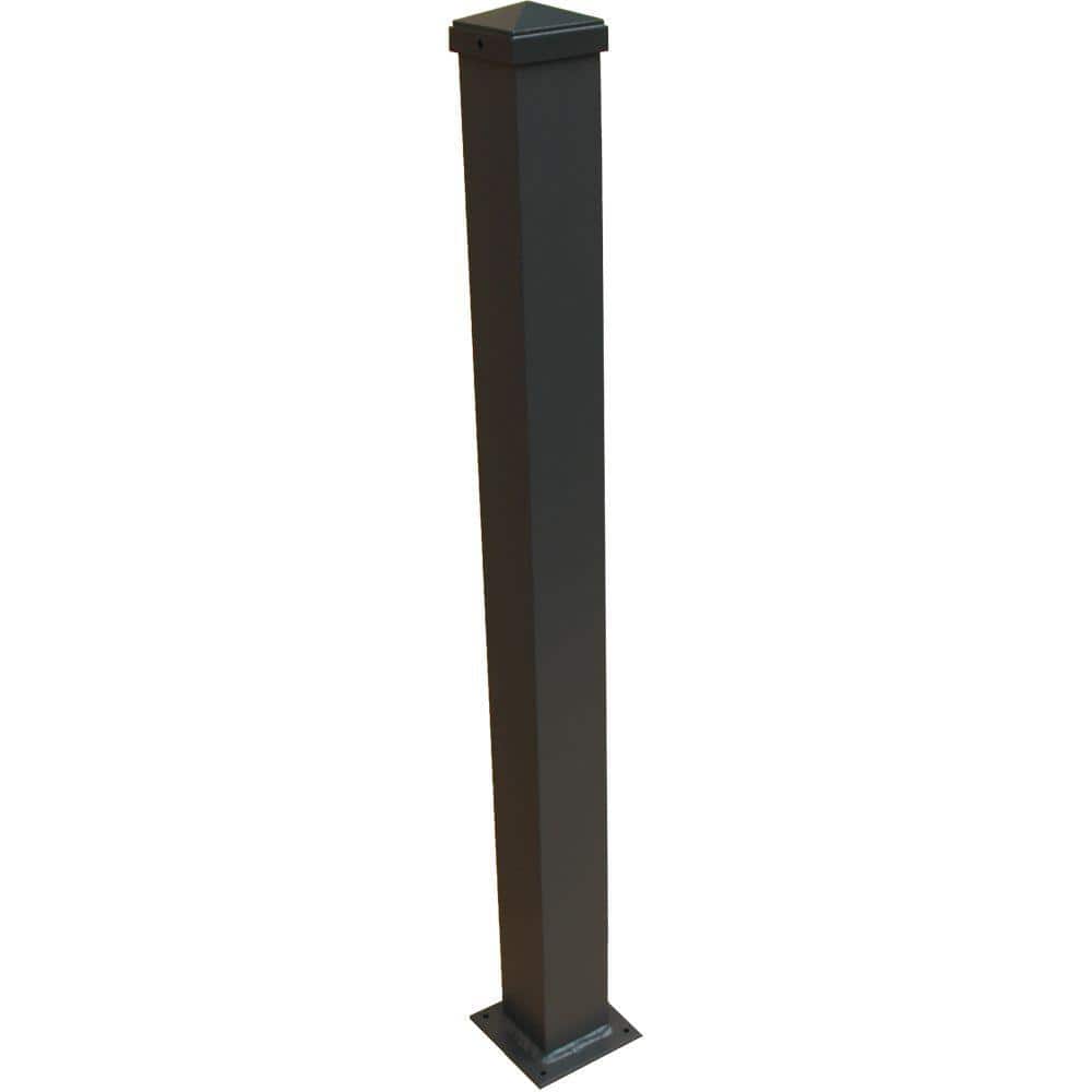 EZ Handrail 3 in. x 3 in. x 44 in. Bronze Aluminum Post with Welded Base