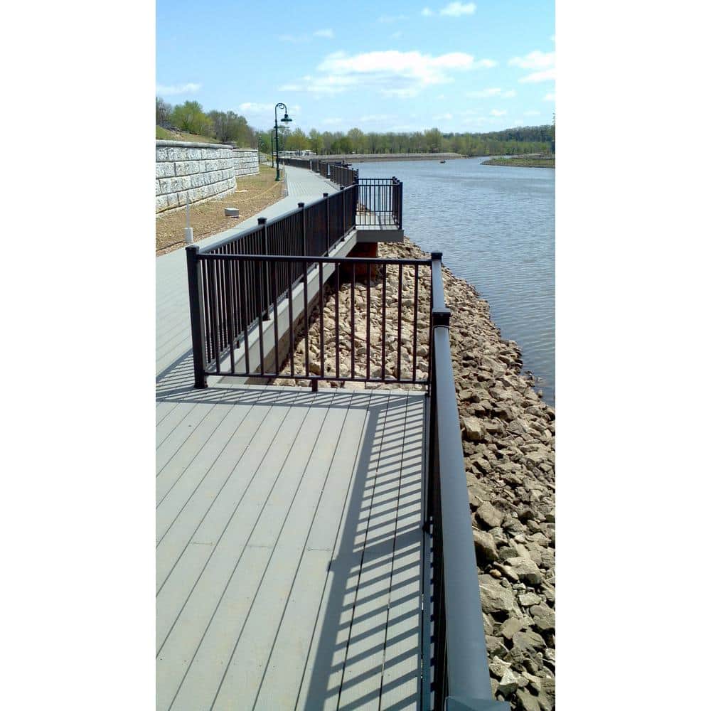 EZ Handrail 3 in. x 3 in. x 44 in. Bronze Aluminum Post with Welded Base