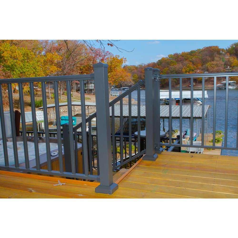 EZ Handrail 3 in. x 3 in. x 44 in. Bronze Aluminum Post with Welded Base