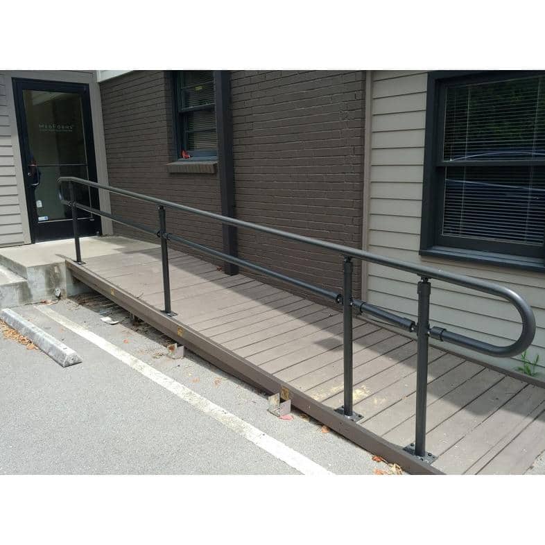 EZ Handrail 1.9 in. Aluminum Round ADA Handrail Exterior Fit Bronze End Bracket