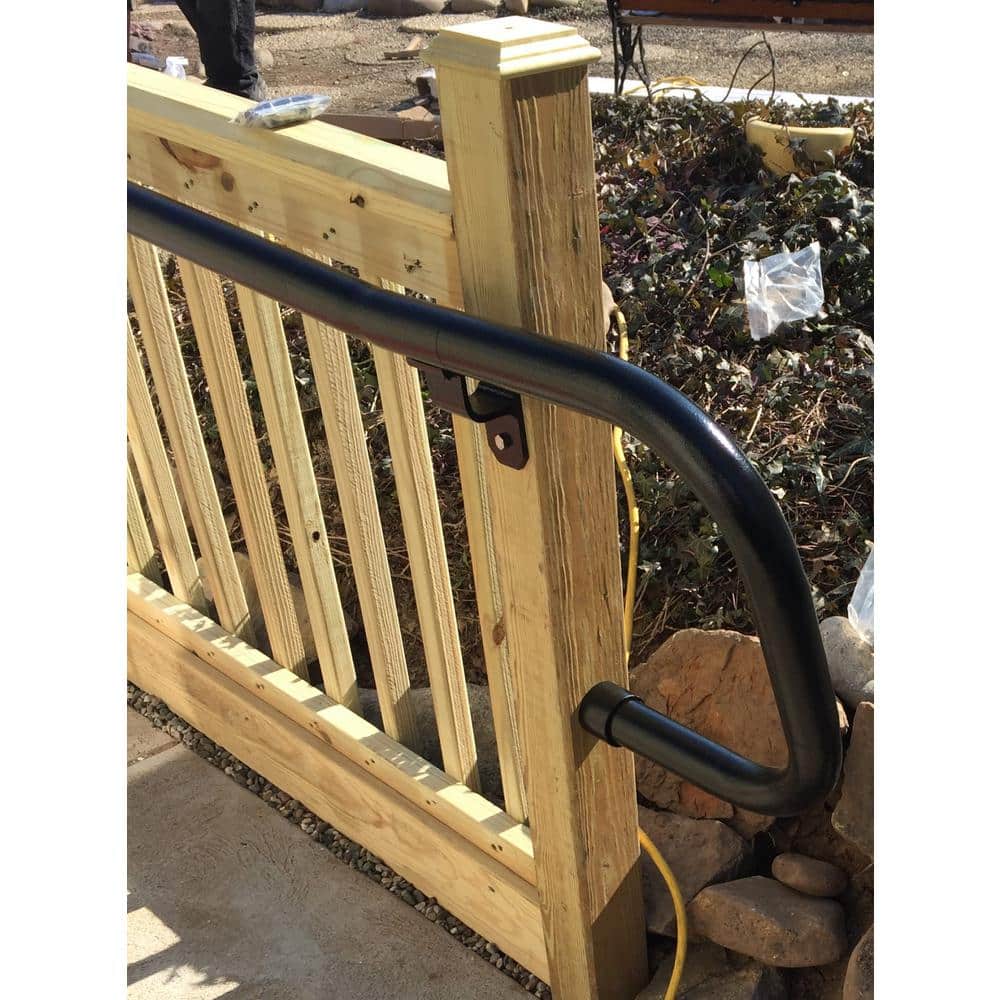 EZ Handrail 1.9 in. Aluminum Round ADA Handrail Exterior Fit Bronze End Bracket