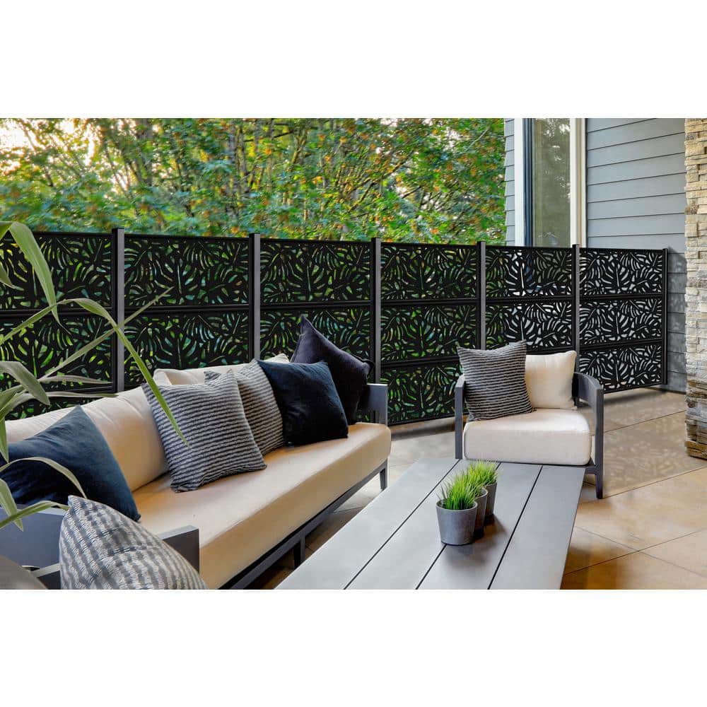 DESIGN VU Tropics 4 ft. x 2 ft. Charcoal Recycled Polymer Decorative Screen Panel, Wall Decor and Privacy Panel