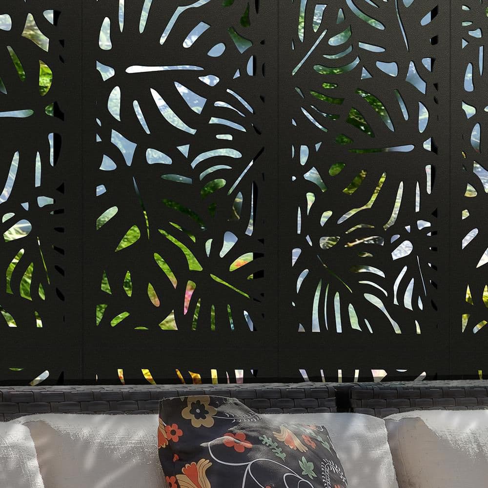 DESIGN VU Tropics 4 ft. x 2 ft. Charcoal Recycled Polymer Decorative Screen Panel, Wall Decor and Privacy Panel