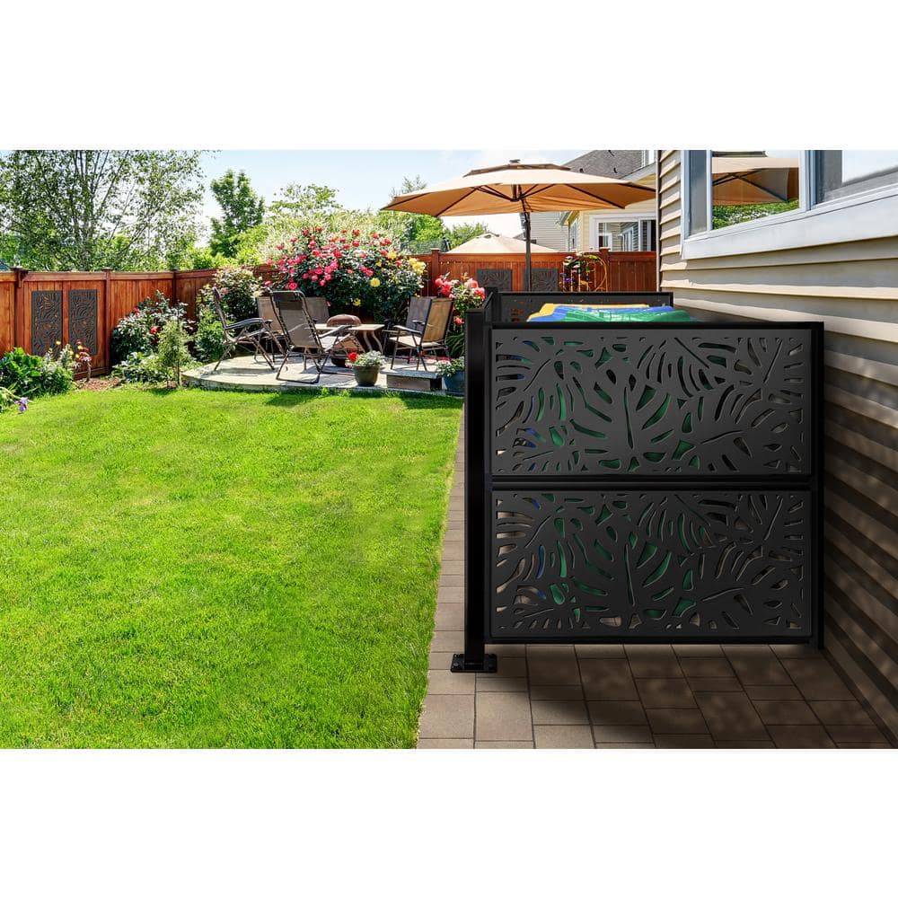 DESIGN VU Tropics 4 ft. x 2 ft. Charcoal Recycled Polymer Decorative Screen Panel, Wall Decor and Privacy Panel