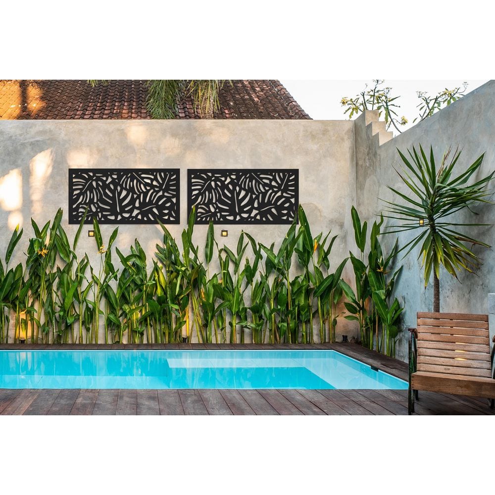 DESIGN VU Tropics 4 ft. x 2 ft. Charcoal Recycled Polymer Decorative Screen Panel, Wall Decor and Privacy Panel