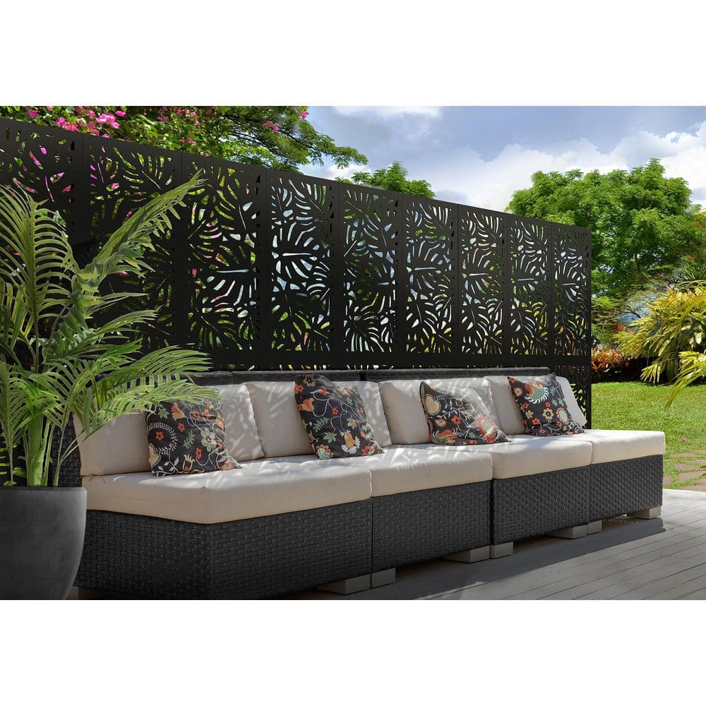 DESIGN VU Tropics 4 ft. x 2 ft. Charcoal Recycled Polymer Decorative Screen Panel, Wall Decor and Privacy Panel
