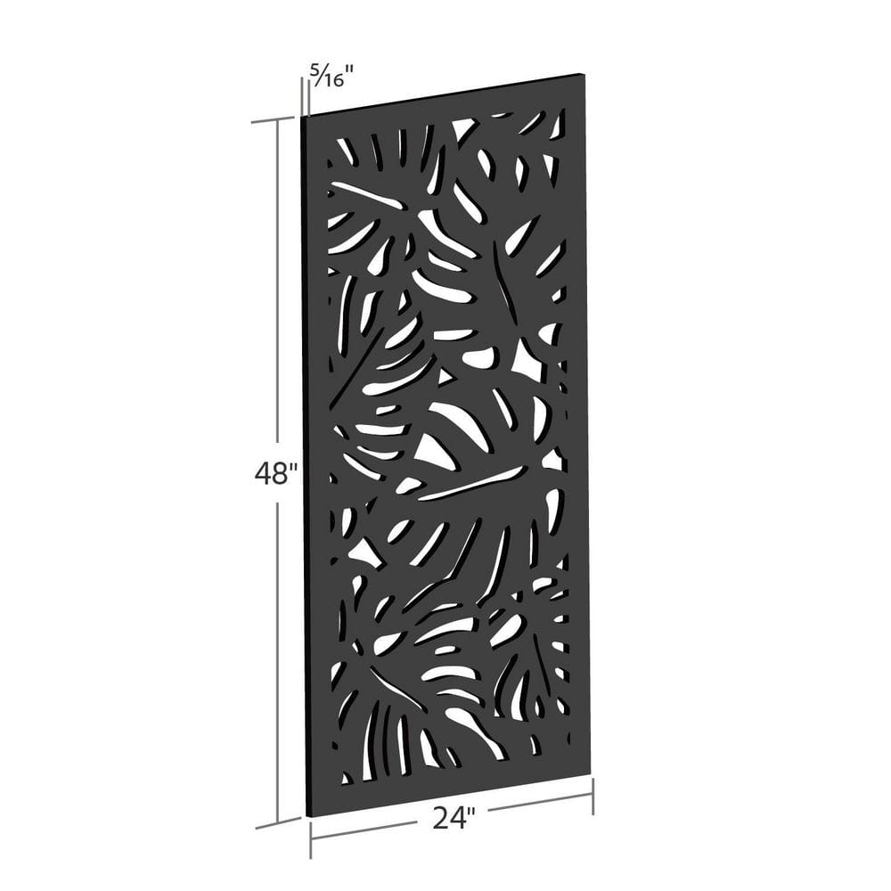 DESIGN VU Tropics 4 ft. x 2 ft. Charcoal Recycled Polymer Decorative Screen Panel, Wall Decor and Privacy Panel
