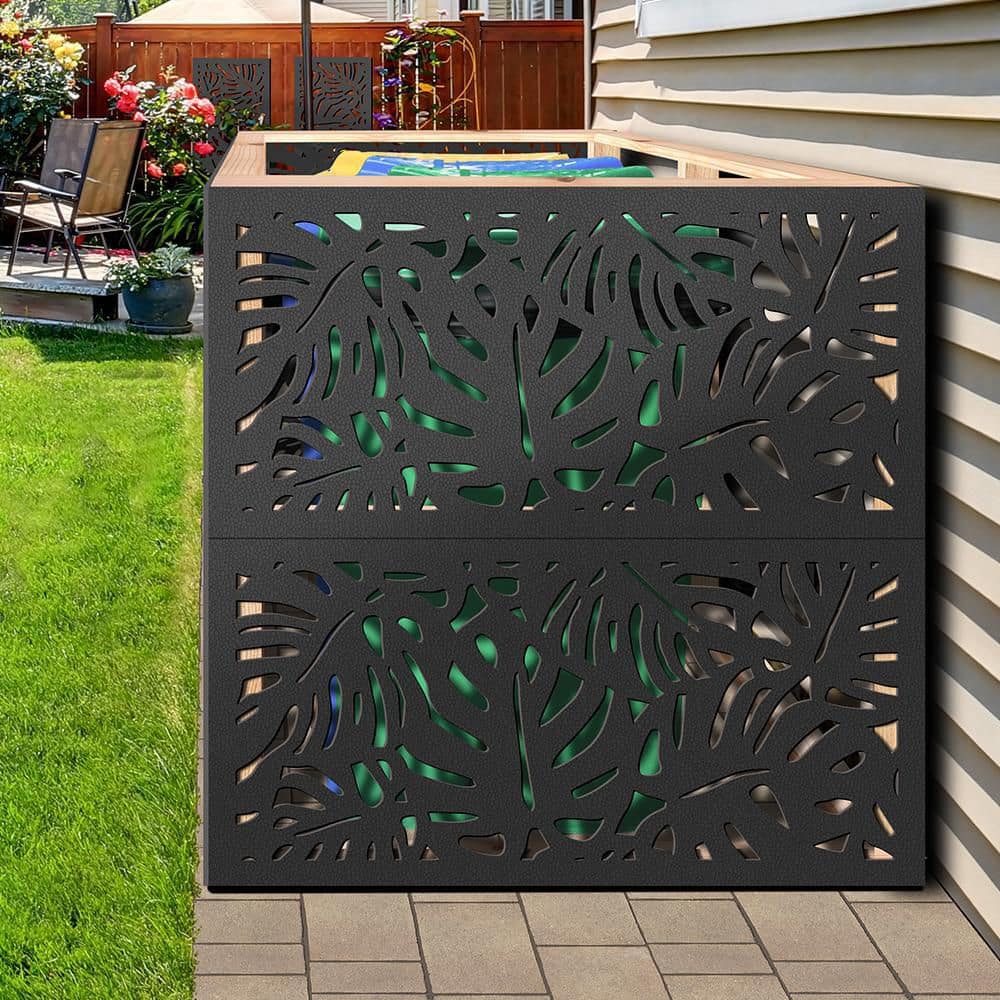 DESIGN VU Tropics 4 ft. x 2 ft. Charcoal Recycled Polymer Decorative Screen Panel, Wall Decor and Privacy Panel