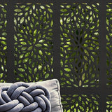 DESIGN VU Floral 4 ft. x 2 ft. Charcoal Recycled Polymer Decorative Screen Panel, Wall Decor and Privacy Panel