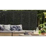 DESIGN VU Floral 4 ft. x 2 ft. Charcoal Recycled Polymer Decorative Screen Panel, Wall Decor and Privacy Panel