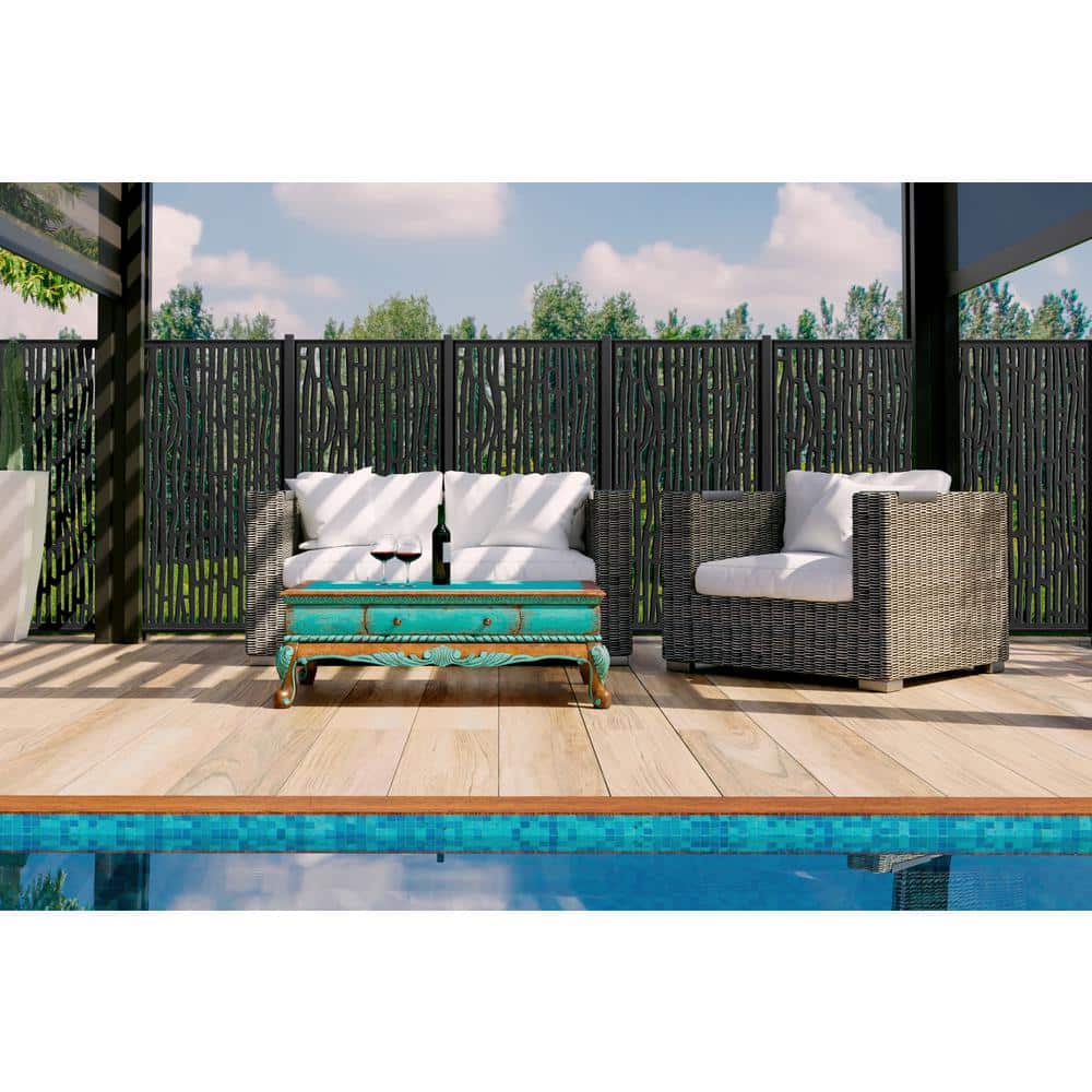 DESIGN VU Bali 6 ft. x 3 ft. Charcoal Recycled Polymer Decorative Screen Panel, Wall Decor and Privacy Panel