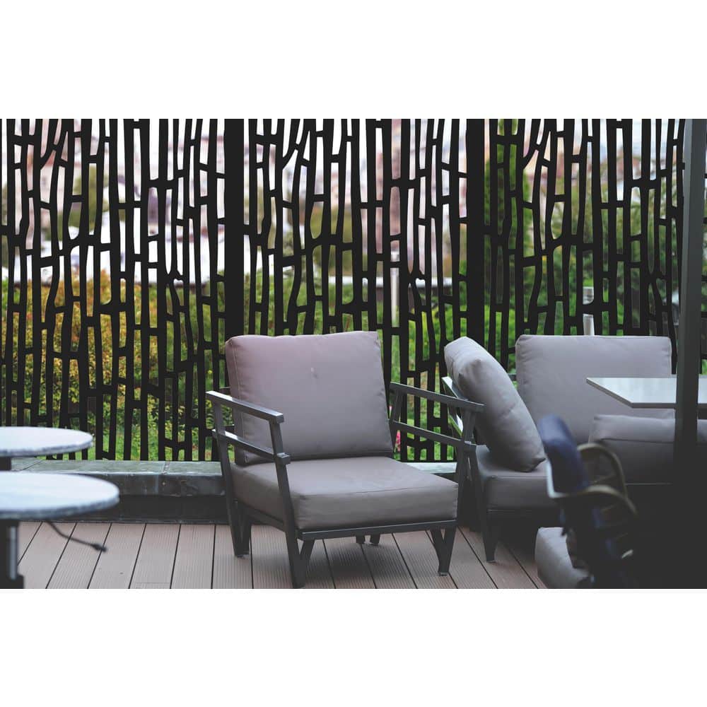 DESIGN VU Bali 6 ft. x 3 ft. Charcoal Recycled Polymer Decorative Screen Panel, Wall Decor and Privacy Panel