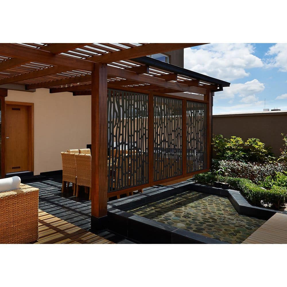 DESIGN VU Bali 6 ft. x 3 ft. Charcoal Recycled Polymer Decorative Screen Panel, Wall Decor and Privacy Panel