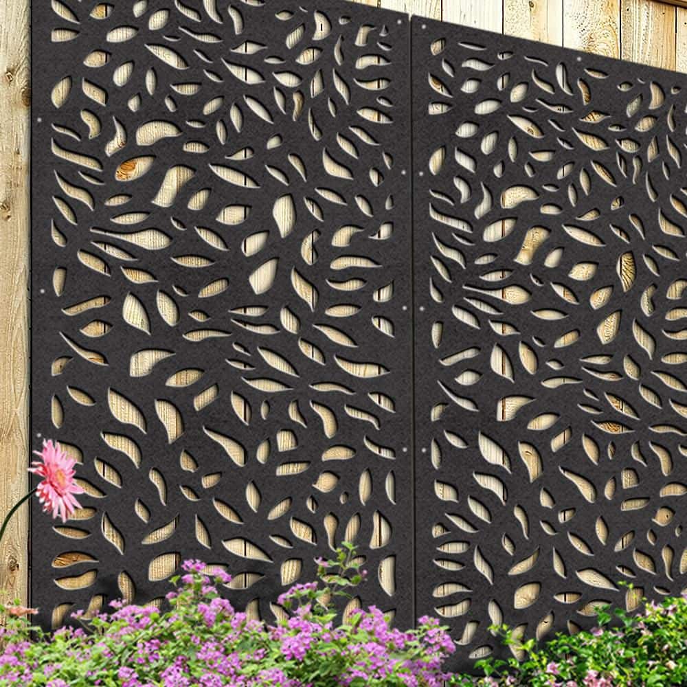 DESIGN VU Evergreen 6 ft. x 3 ft. Charcoal Recycled Polymer Decorative Screen Panel, Wall Decor and Privacy Panel