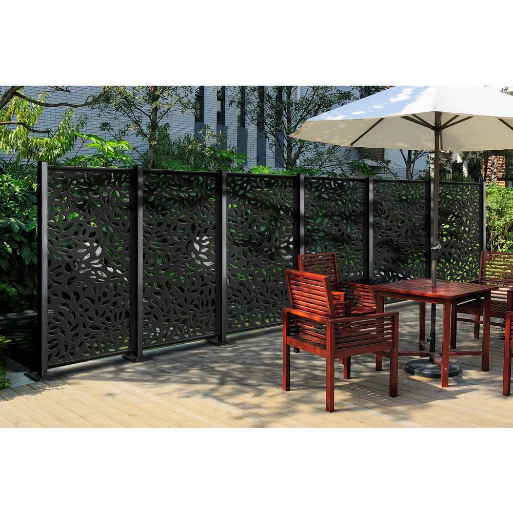 DESIGN VU Evergreen 6 ft. x 3 ft. Charcoal Recycled Polymer Decorative Screen Panel, Wall Decor and Privacy Panel