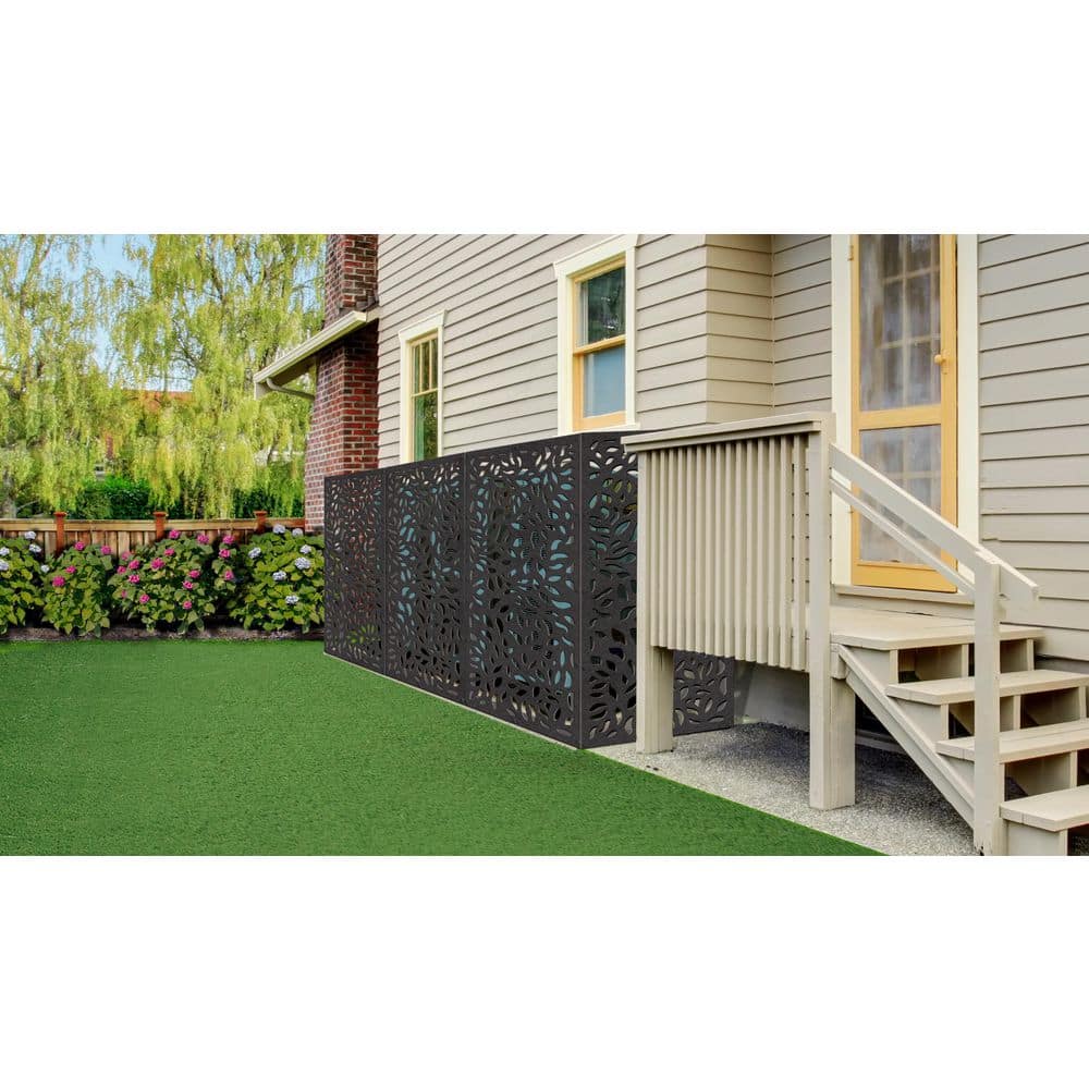 DESIGN VU Evergreen 6 ft. x 3 ft. Charcoal Recycled Polymer Decorative Screen Panel, Wall Decor and Privacy Panel