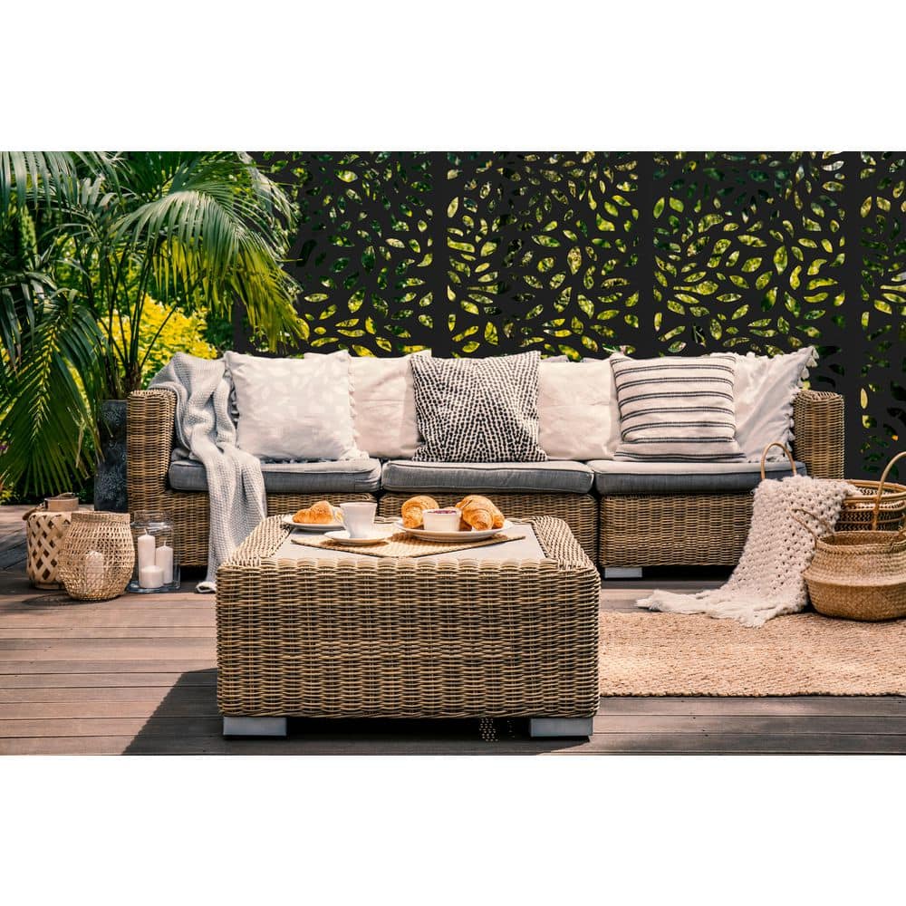 DESIGN VU Evergreen 6 ft. x 3 ft. Charcoal Recycled Polymer Decorative Screen Panel, Wall Decor and Privacy Panel