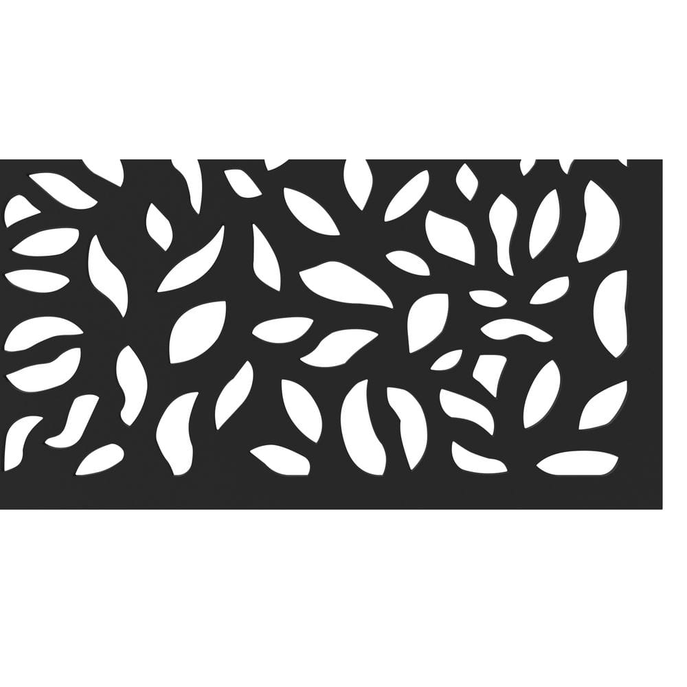 DESIGN VU Evergreen 6 ft. x 3 ft. Charcoal Recycled Polymer Decorative Screen Panel, Wall Decor and Privacy Panel