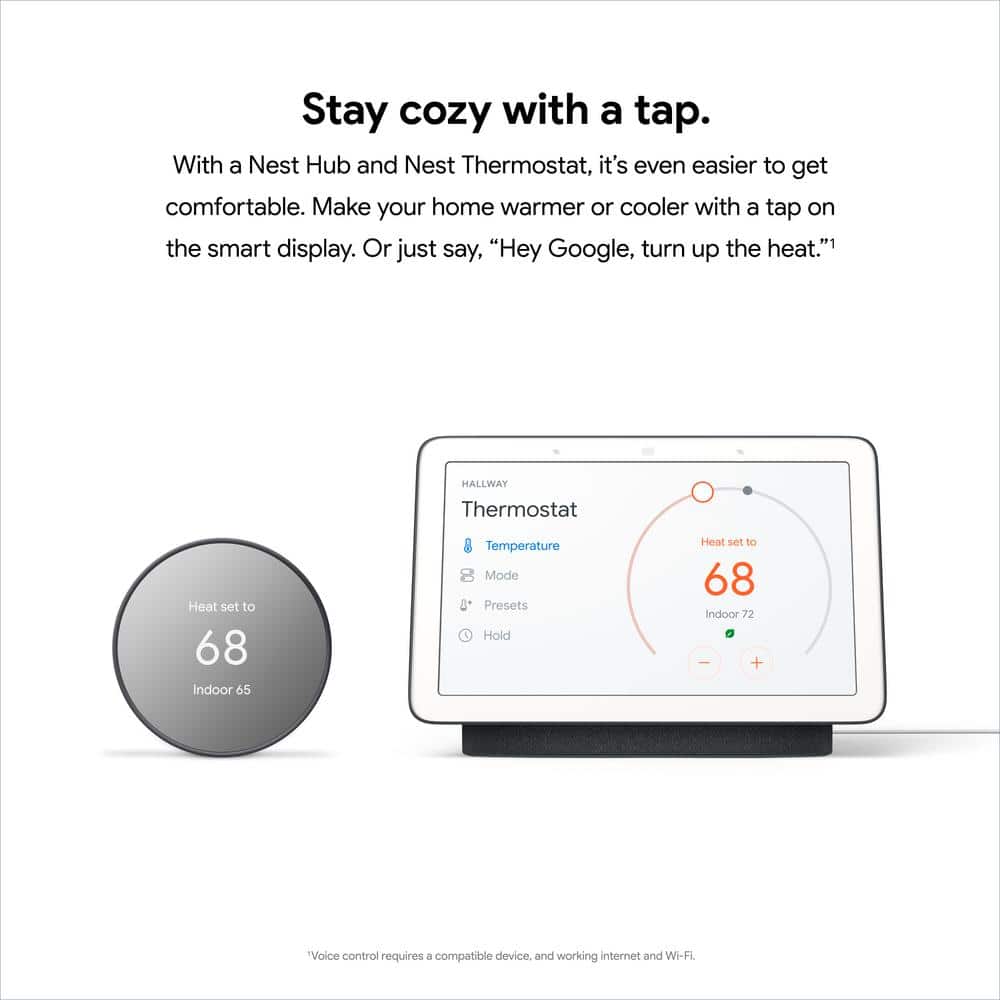 Google Nest Thermostat - Smart Programmable Wi-Fi Thermostat - Charcoal