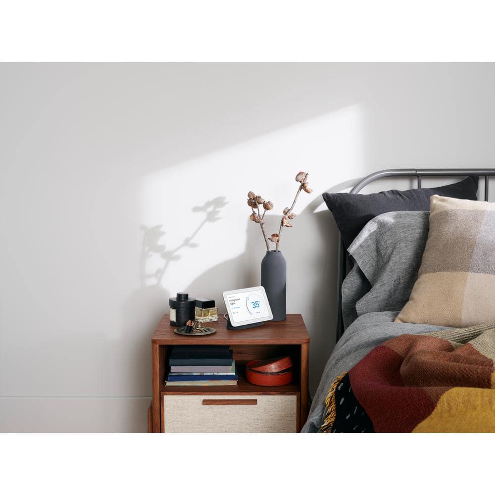 Google Nest Hub 2nd Gen Smart Home Speaker and 7" Display in Charcoal with Defiant Smart HubSpace Plug with 1 Outlet (2-Pack)
