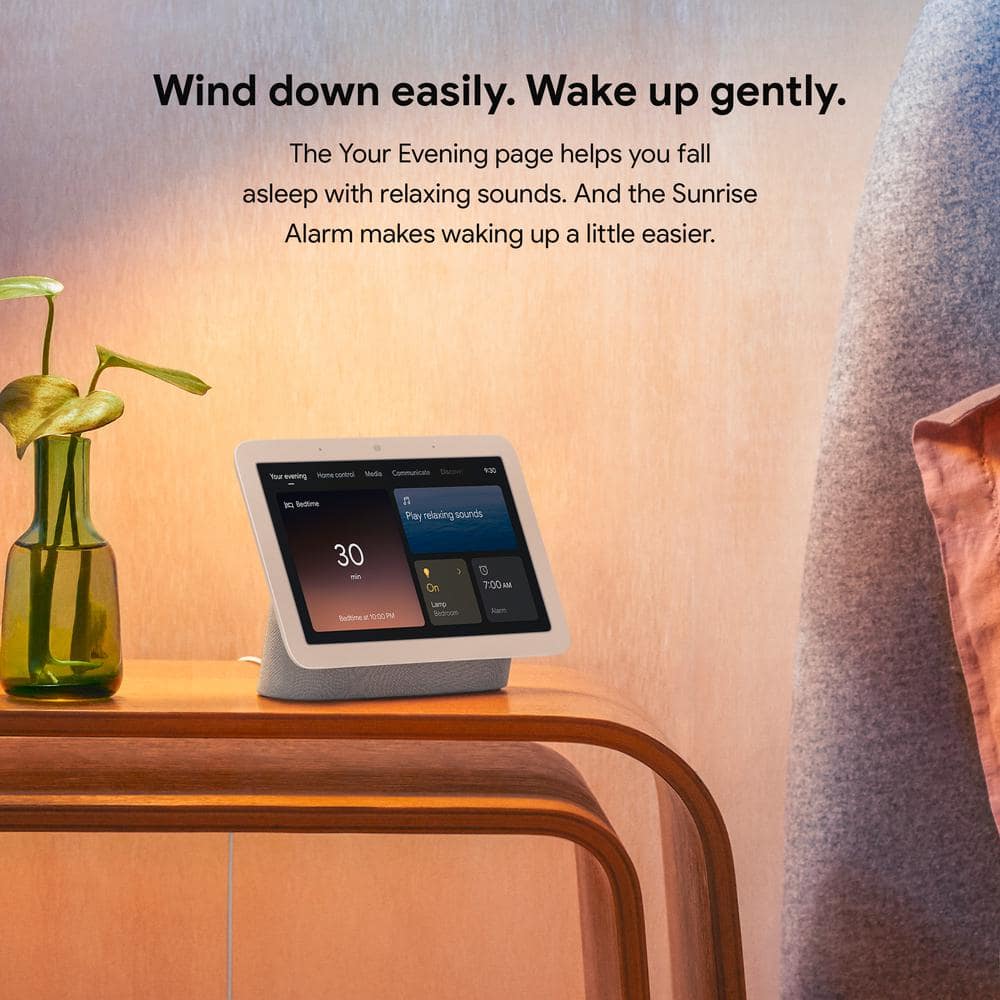 Google Nest Hub 2nd Gen Smart Home Speaker and 7" Display in Charcoal with Defiant Smart HubSpace Plug with 1 Outlet (2-Pack)