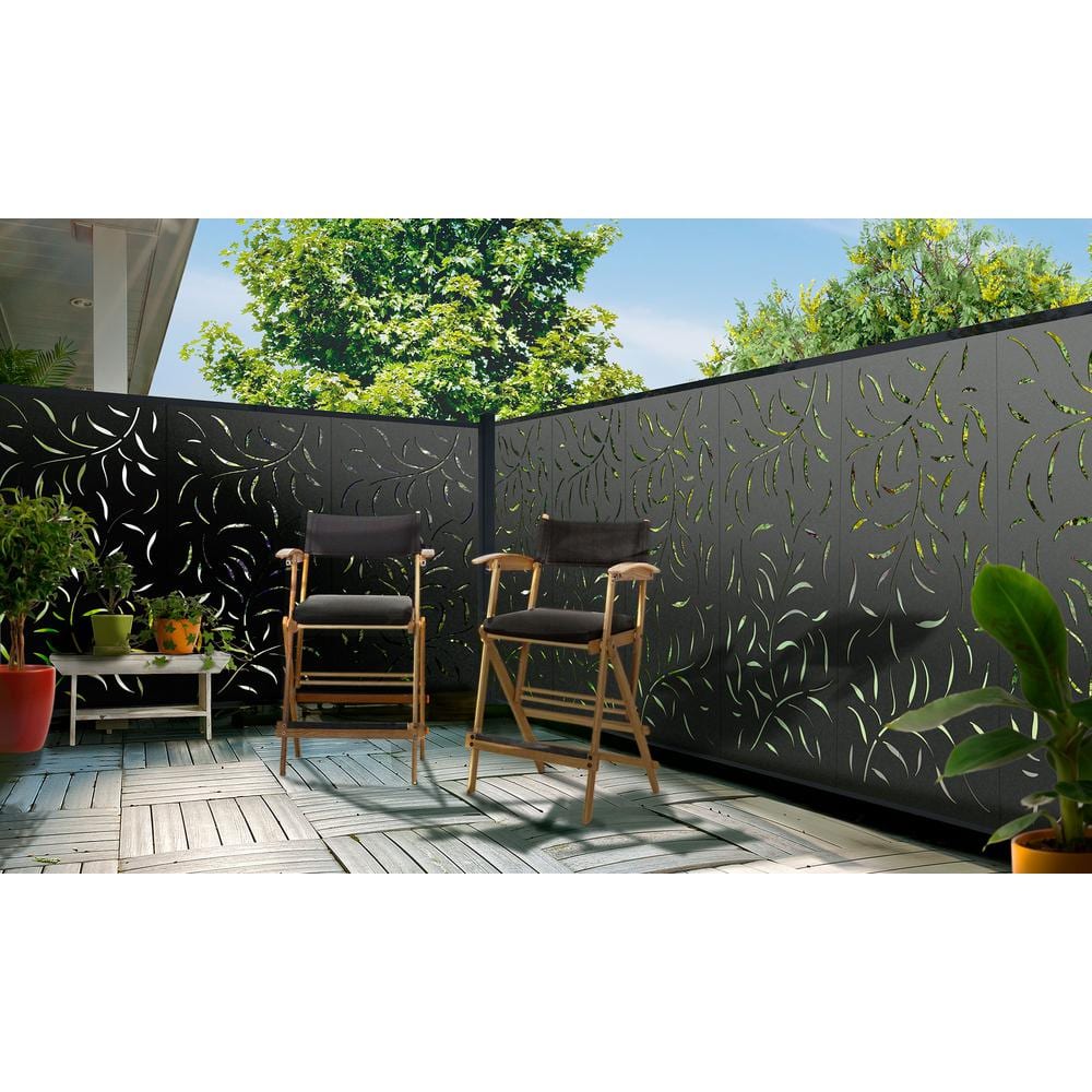 Modinex 6 ft. x 3 ft. Charcoal Gray Composite Decorative Fence Panel Featured in Acacia Design