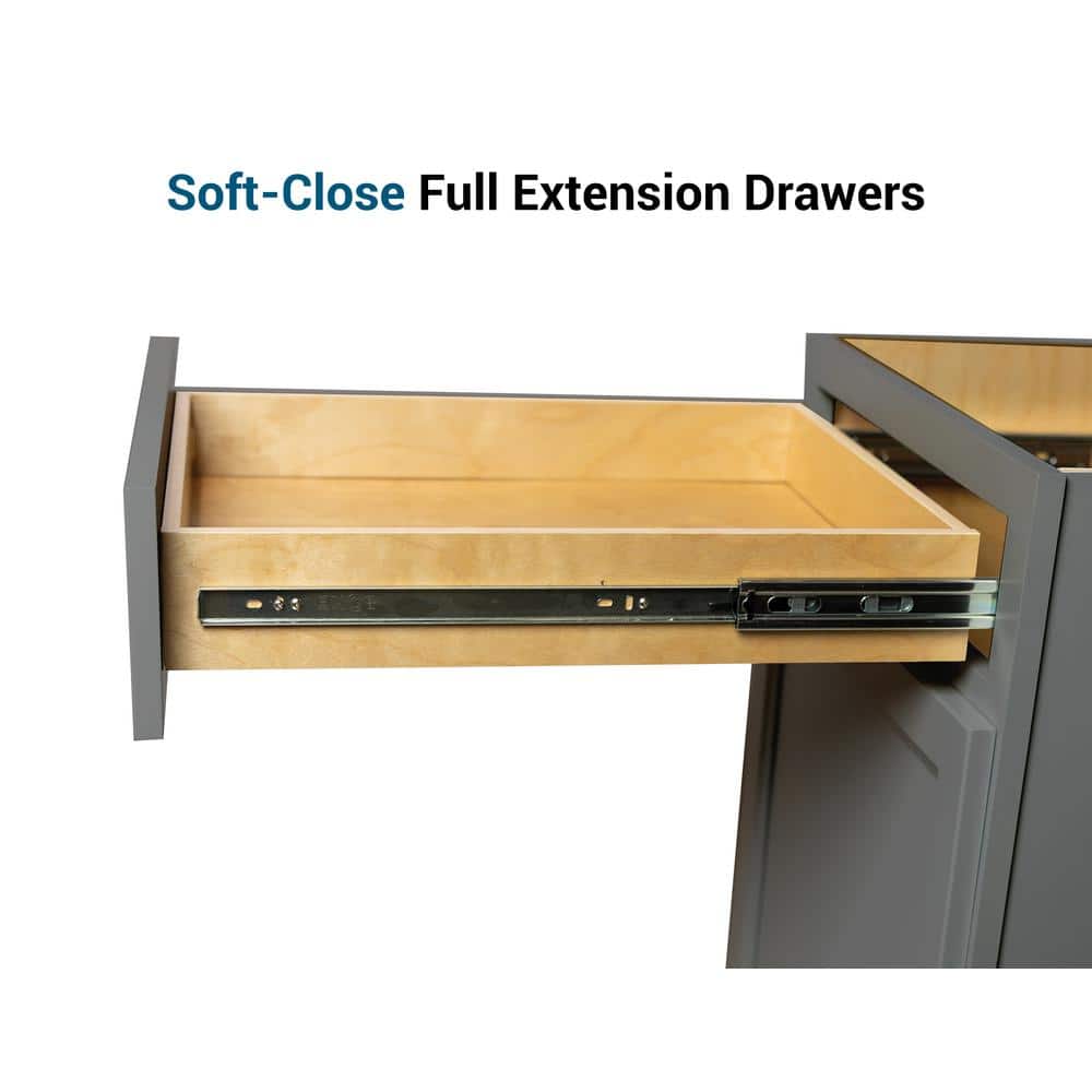 PELHAM & WHITE Keyport Shaker 27 in. W x 24 in. D x 34.5 in. H in Charcoal Plywood Tool-Free Ready To Assemble Base Kitchen Cabinet